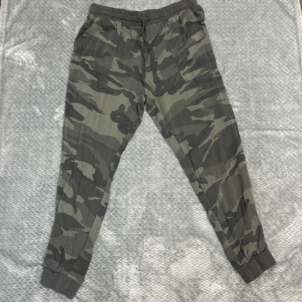 Splendid Camo Jogger Pants Small Elastic Waist Drawstring Pockets Comfy Sweats